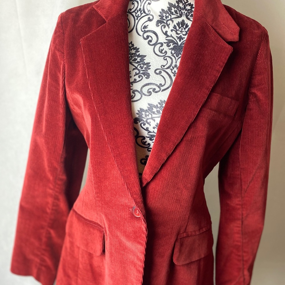 PURE JOY ruby red cord pant suit.